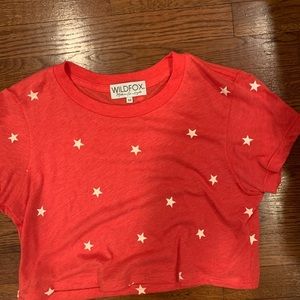 Wildfox cropped red Tee with white stars